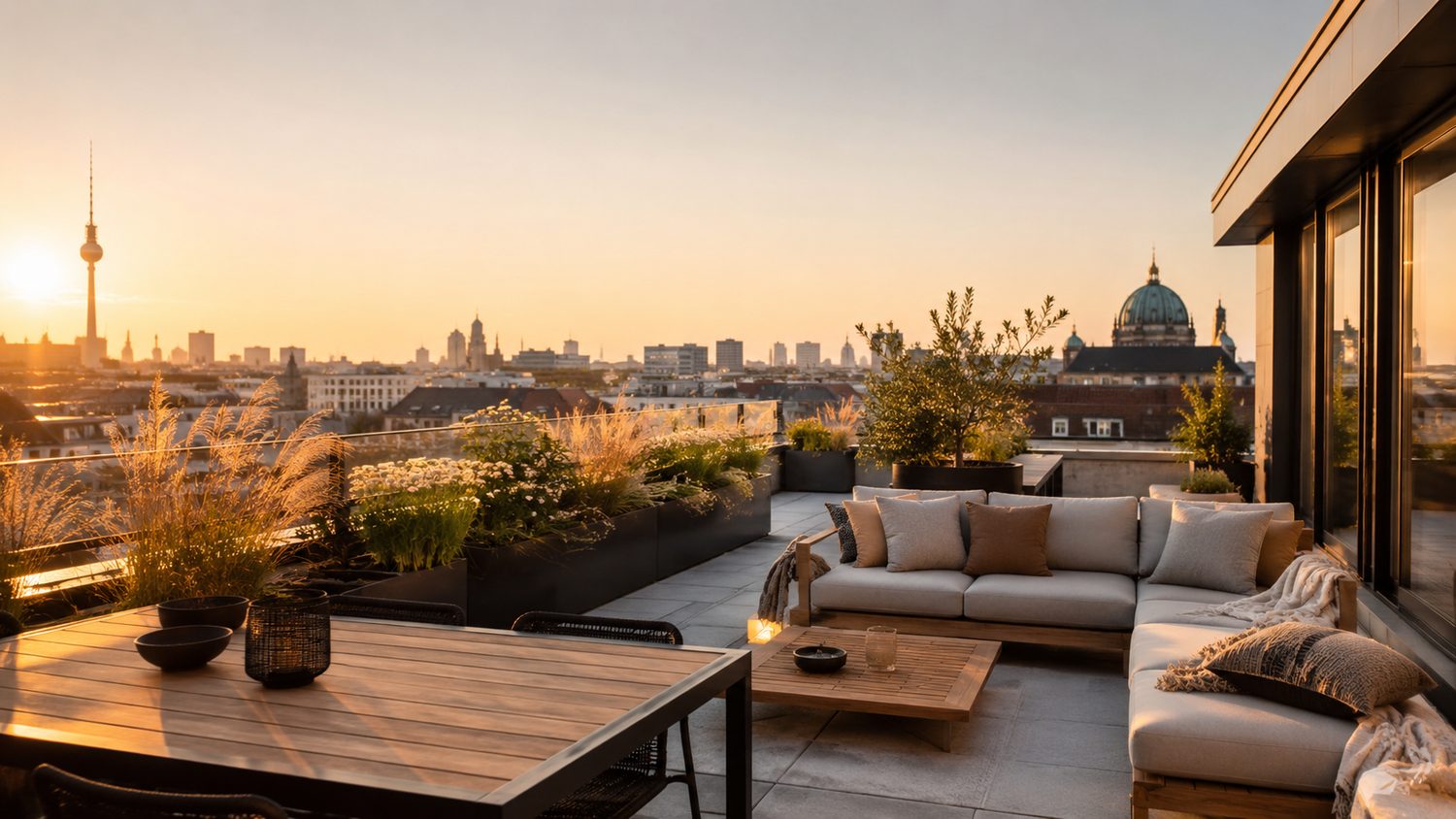 Penthouse-Terrasse mit Berliner Skyline-Blick